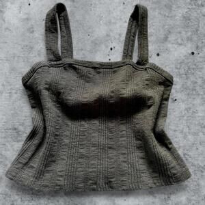 American Eagle Ribbed Tank Top Versatile Black Basic‎ - Prep Grunge Streetwear